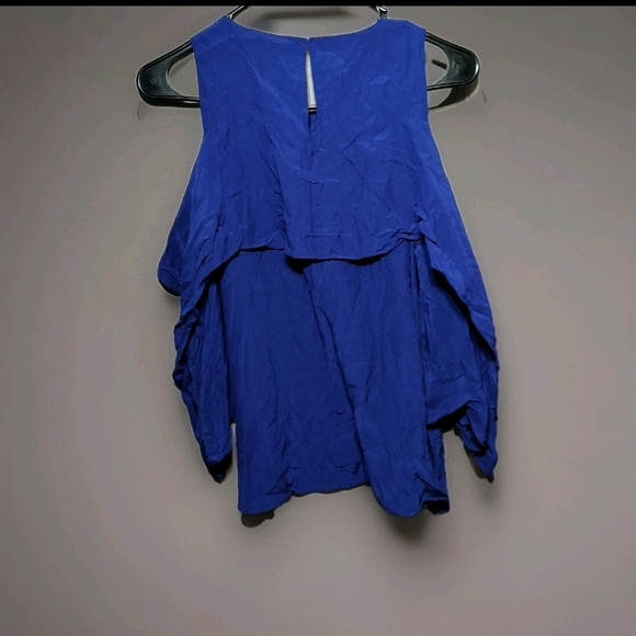 Zara Basics Cold Shoulder Elegant Blue/Purple Women's Top - Picture 3 of 5